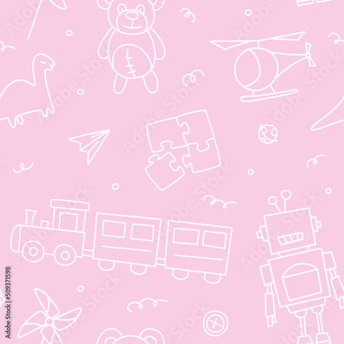 Seamless pattern. Toy cute pink background