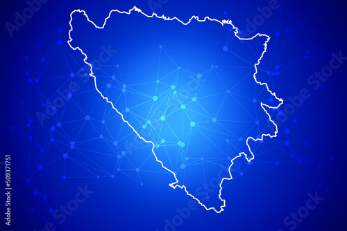 Bosnia map Technology  with network connection background