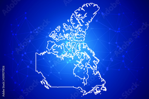 Canada Map Technology  with network connection background