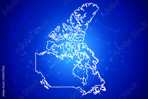 Canada Map Technology with network connection background