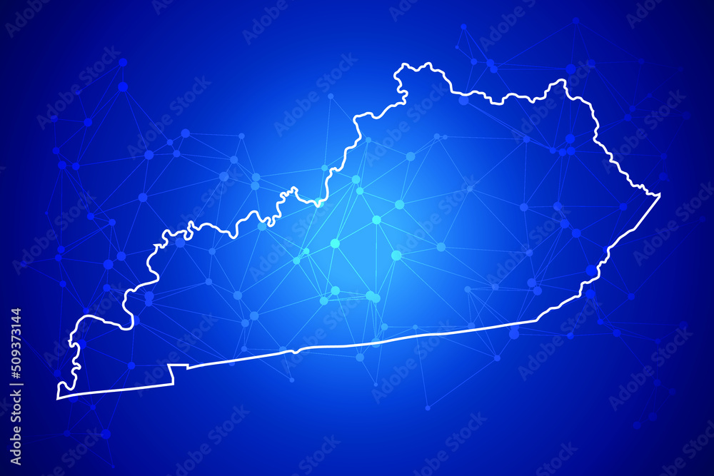 Obraz premium KENTUCKY Map Technology with network connection background