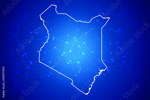 Kenya Map Technology with network connection background