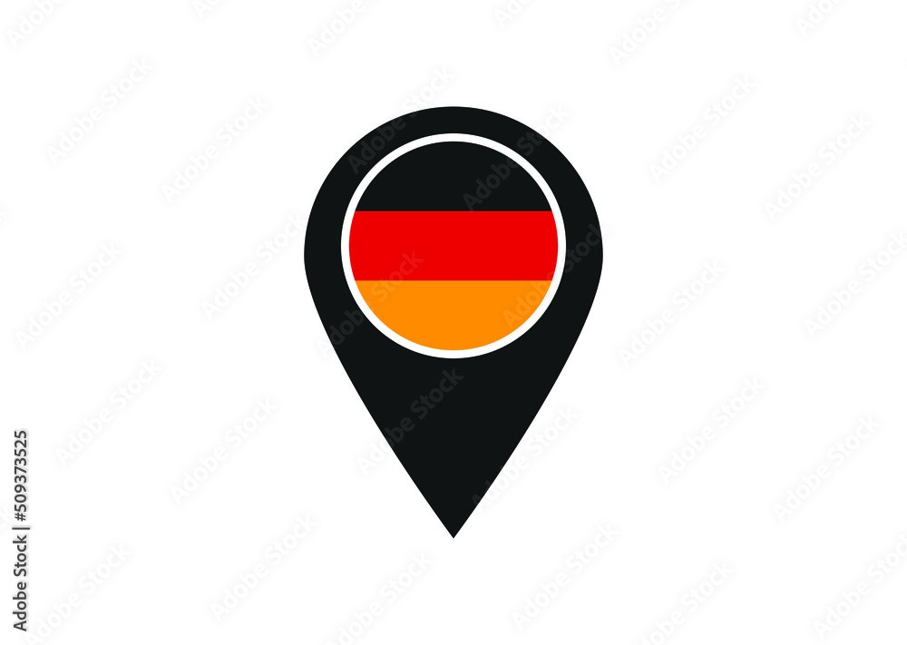 Map pointers with flag effect on white background - Germany. Vector illustration. Map pointers with flag effect on white background - Germany. Vector illustration.