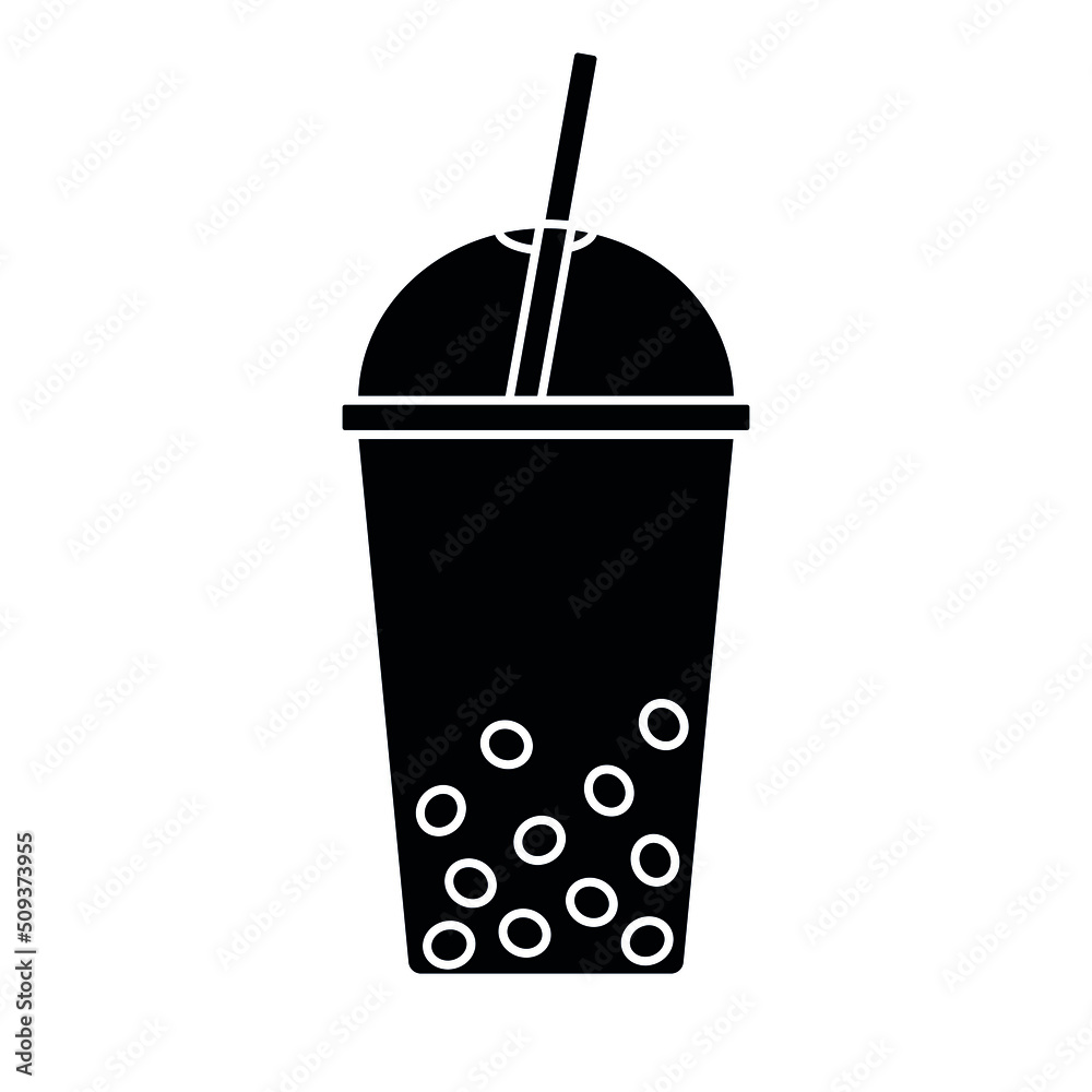 Vector flat boba bubble tea isolated on white background Vector flat boba bubble tea isolated on white background