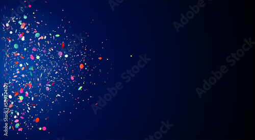 Falling Colorful Confetti On Blue Background