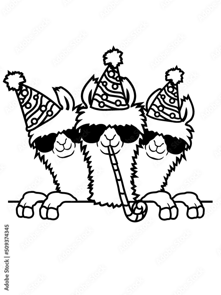 Fototapeta premium Geburtstag feiern Party Lamas 