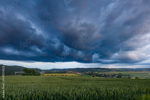 Dark clouds in the Werra Valley at Herleshausen