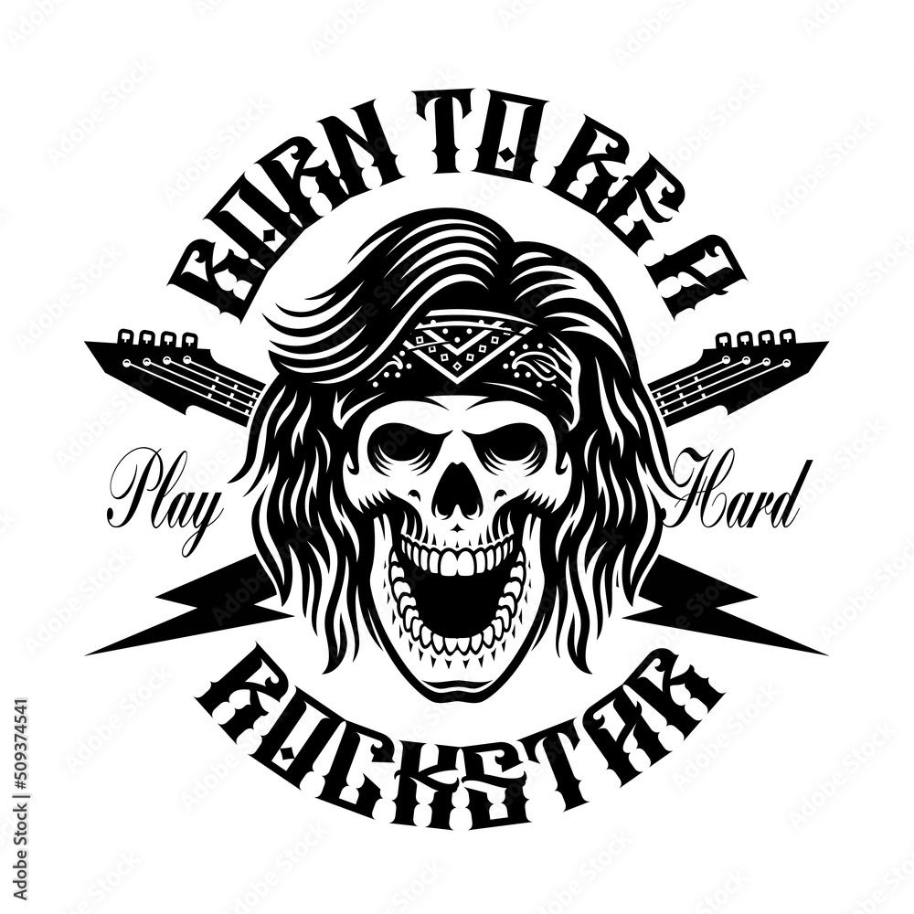 Rock and roll vector skull Rock and roll vector skull