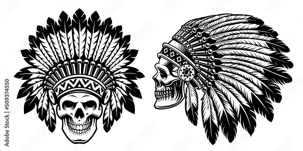 Fototapeta premium Chief skulls vector set