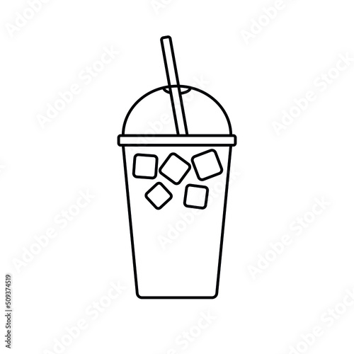 Vector flat iced outline coffee isolated on white background