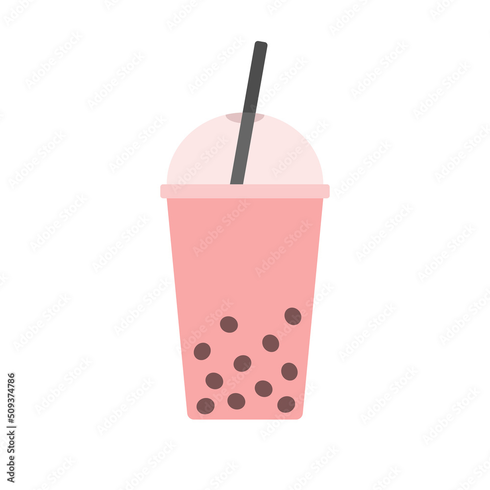 Vector flat boba bubble tea isolated on white background Vector flat boba bubble tea isolated on white background