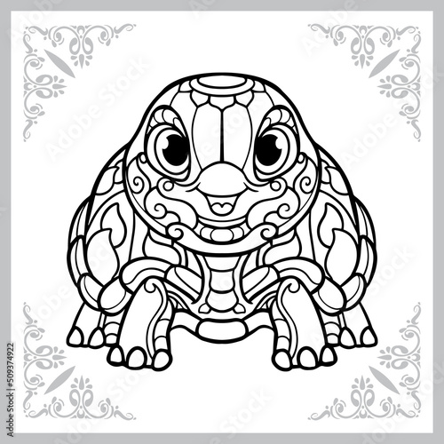 turtle cartoon zentangle arts. isolated on white background. 