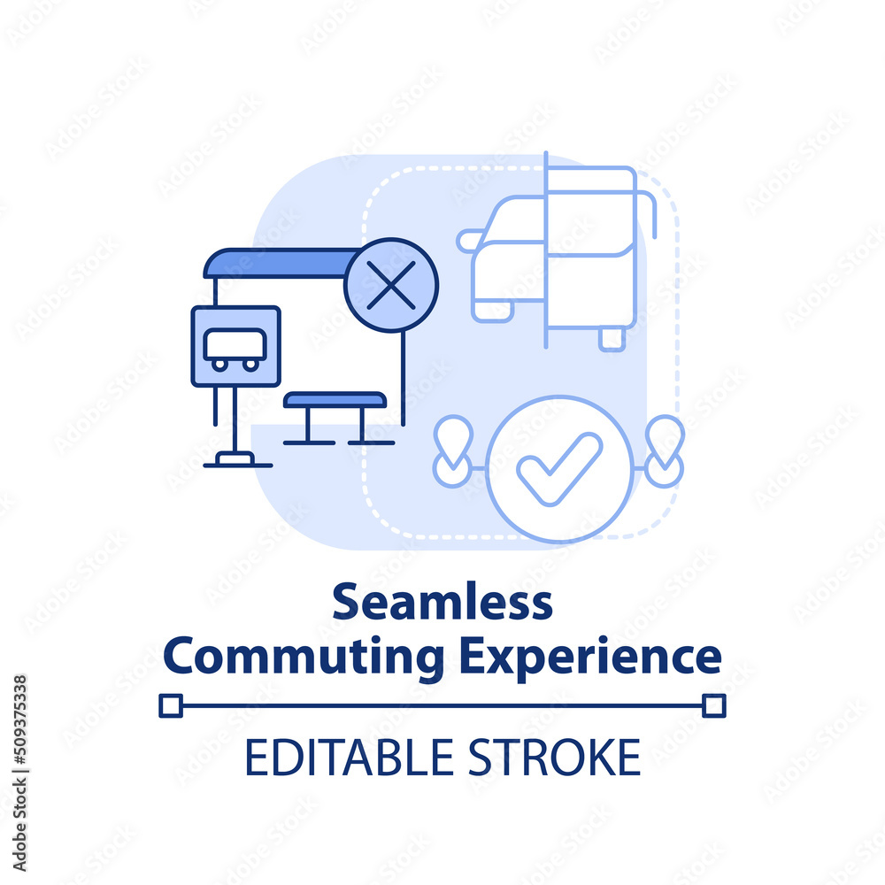 Seamless commuting experience light blue concept icon. Regular city travel. Maas perk abstract idea thin line illustration. Isolated outline drawing. Editable stroke. Arial, Myriad Pro-Bold fonts used Seamless commuting experience light blue concept icon. Regular city travel. Maas perk abstract idea thin line illustration. Isolated outline drawing. Editable stroke. Arial, Myriad Pro-Bold fonts used