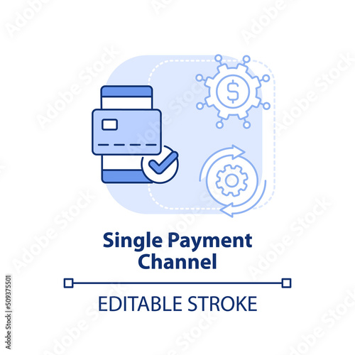 Single payment channel light blue concept icon. Mobility as service value abstract idea thin line illustration. Isolated outline drawing. Editable stroke. Arial, Myriad Pro-Bold fonts used