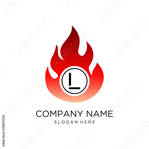 Initial Letter L logo design with fire flame shape,design concept,creative symbol,icon business or corporate.