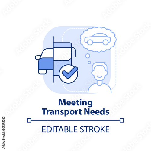Meeting transport needs light blue concept icon. Client demand. Maas component abstract idea thin line illustration. Isolated outline drawing. Editable stroke. Arial, Myriad Pro-Bold fonts used