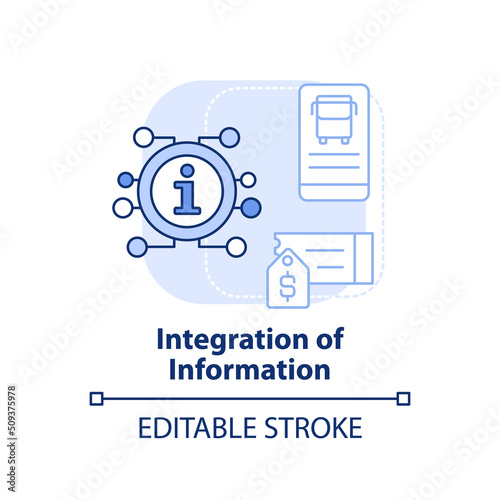 Integration of information light blue concept icon. Maas integration level abstract idea thin line illustration. Isolated outline drawing. Editable stroke. Arial, Myriad Pro-Bold fonts used
