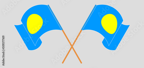 Crossed and waving flags of Palau