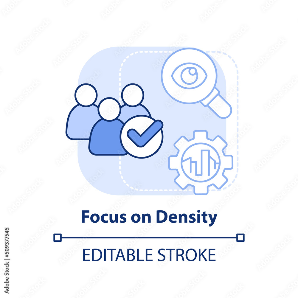 Focus on density light blue concept icon. Building mobility service abstract idea thin line illustration. Isolated outline drawing. Editable stroke. Arial, Myriad Pro-Bold fonts used Focus on density light blue concept icon. Building mobility service abstract idea thin line illustration. Isolated outline drawing. Editable stroke. Arial, Myriad Pro-Bold fonts used