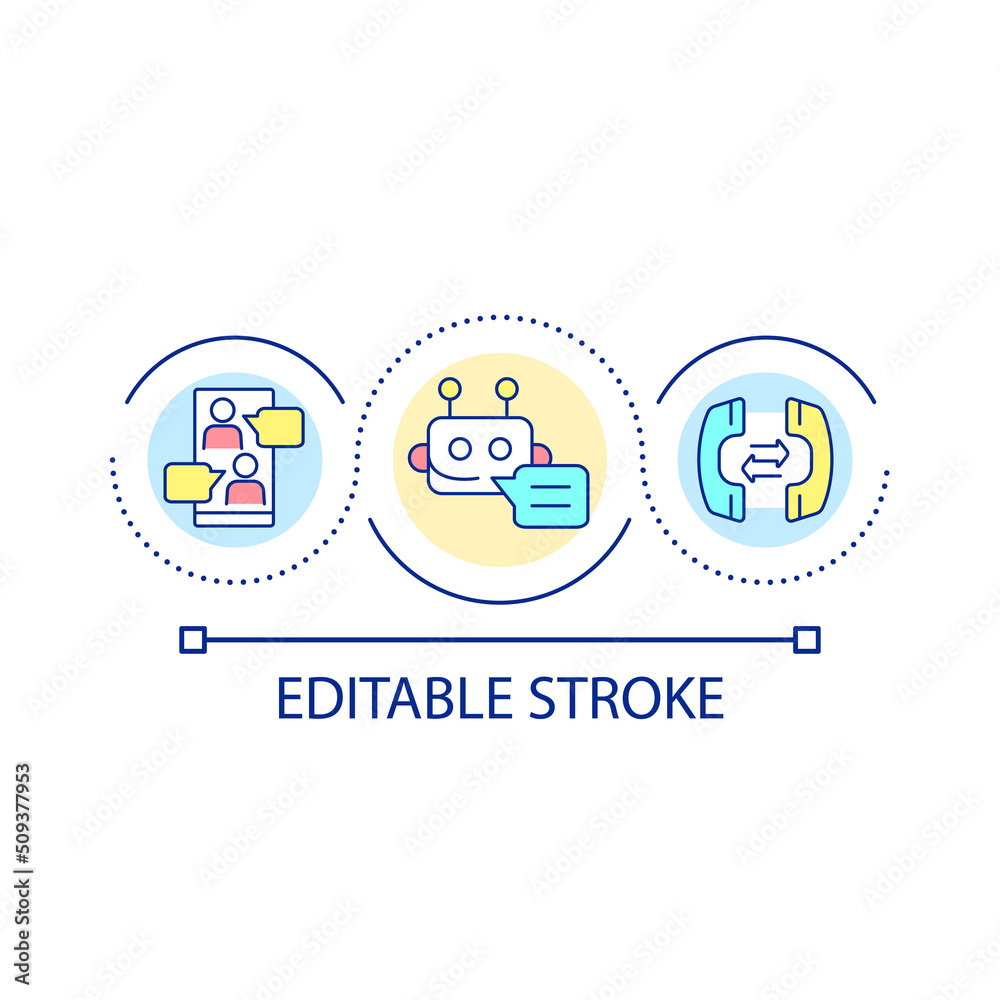 Customer service chatbot loop concept icon. Automated reply messages abstract idea thin line illustration. Artificial intelligence. Isolated outline drawing. Editable stroke. Arial font used