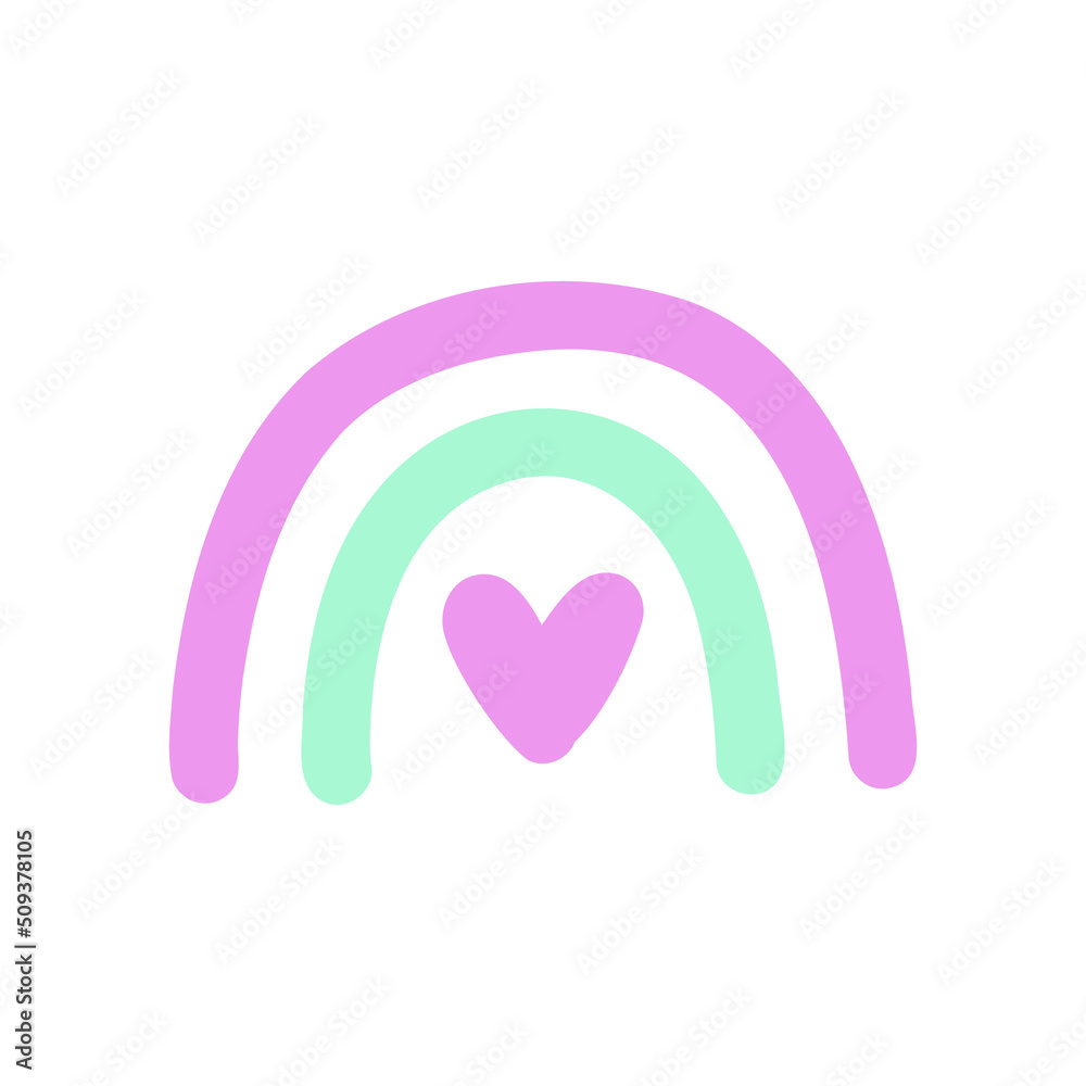Pastel vector rainbow in retro style on white background. Kids design element. Pastel vector rainbow in retro style on white background. Kids design element.