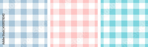 Gingham tablecloth crossed lines simple seamless paterns vector set. Gingham
