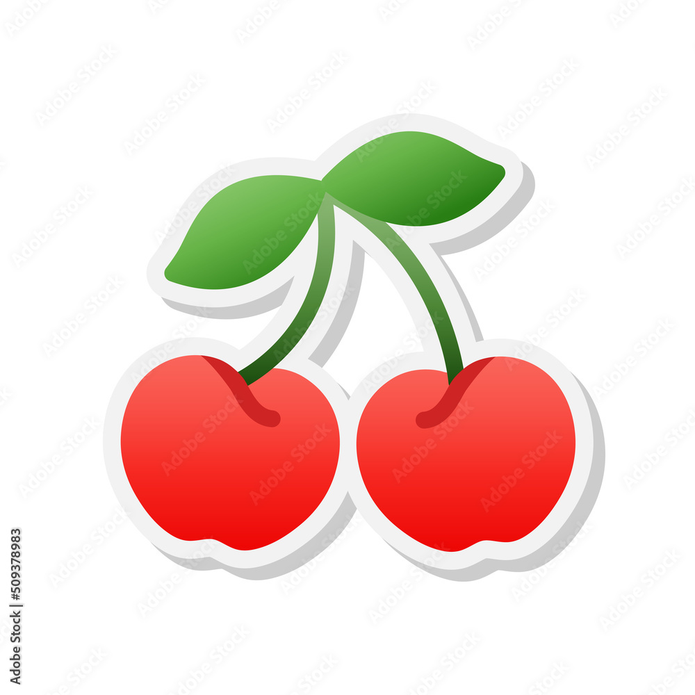 Obraz premium Cherry sticker icon, Vector, Illustration.