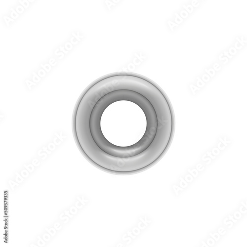 Realistic metal silver eyelet for tag, vector illustration