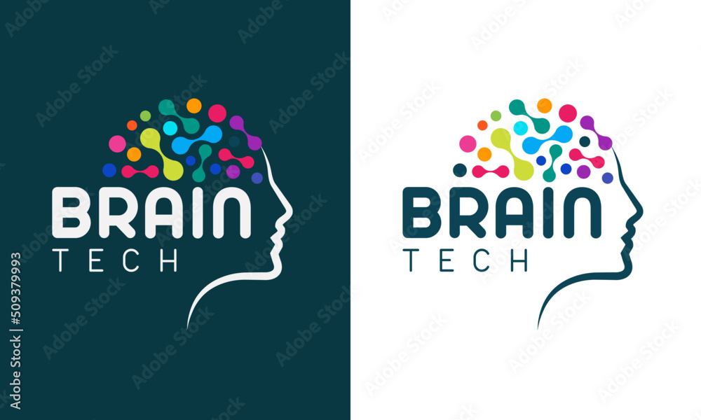 Creative Human Brain Technology Logo design vector icon symbol …