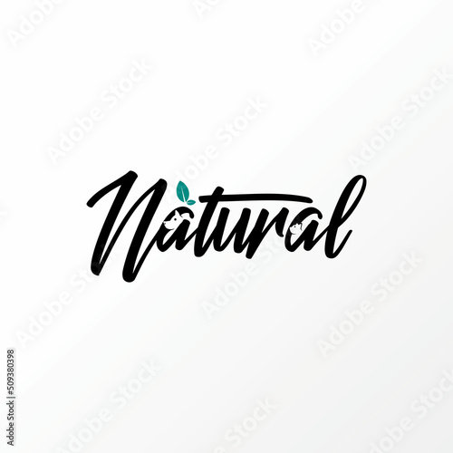 Writing NATURAL handwritten font  with leaves  dog  and funny cat image graphic icon logo design abstract concept vector stock. Can be used as a symbol related to herb or pet