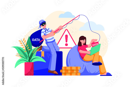 Cyber Security Illustration concept. Flat illustration isolated on white background