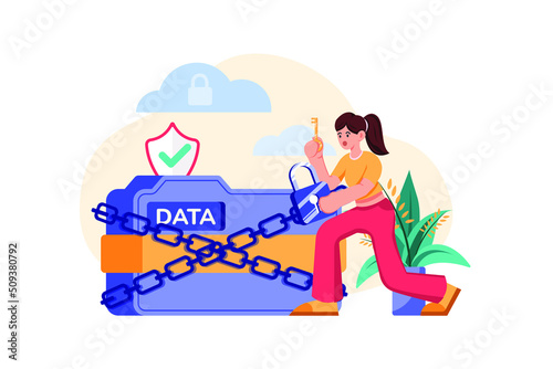 Cyber Security Illustration concept. Flat illustration isolated on white background