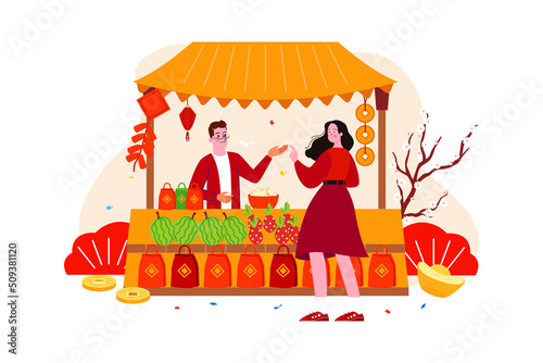 Chinese New Year Illustration concept. Flat illustration isolated on white background