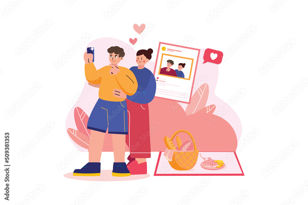 Valentine’s Day Illustration concept. Flat illustration isolated on white background Valentine’s Day Illustration concept. Flat illustration isolated on white background