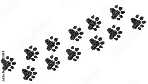 Cat footprint path in sketch style