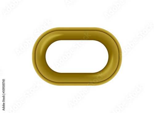 Oval brass grommet or metallic eyelet template vector illustration isolated.