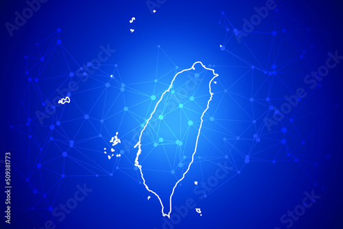 Taiwan Map Technology with network connection background
