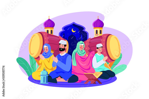 Eid Al-Adha Illustration concept. A flat illustration isolated on white background