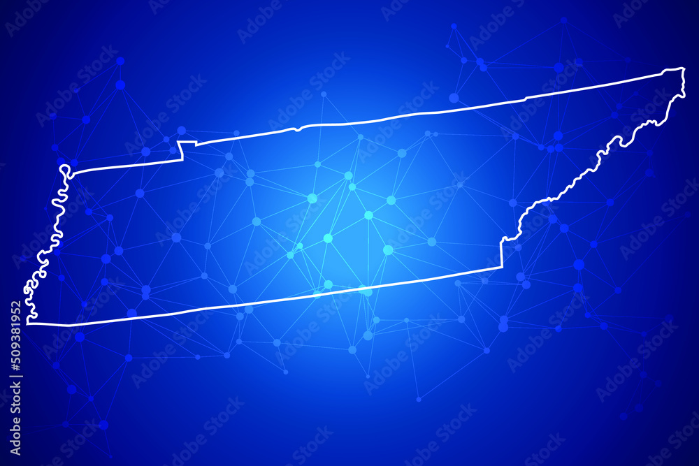 Fototapeta premium TENNESSEE Map Technology with network connection background