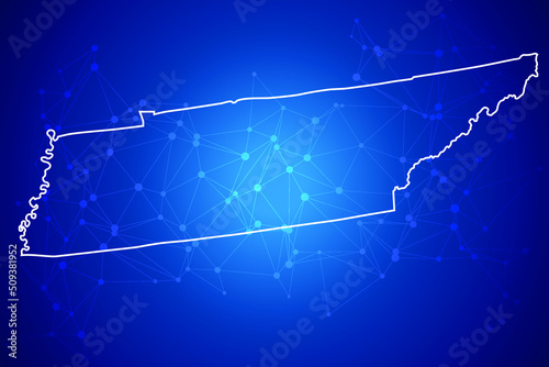 TENNESSEE Map Technology with network connection background