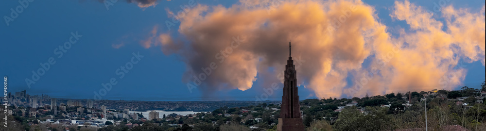 Sydney Harbour forshore viewed from the Bondi Junction in NSW Australia CBD and High rise residential and commercial buildings