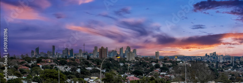 Sydney Harbour forshore viewed from the Bondi Junction in NSW Australia CBD and High rise residential and commercial buildings photo