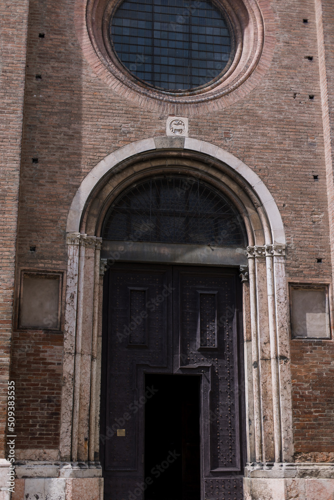 large wooden door with arch architecture italy ancient city