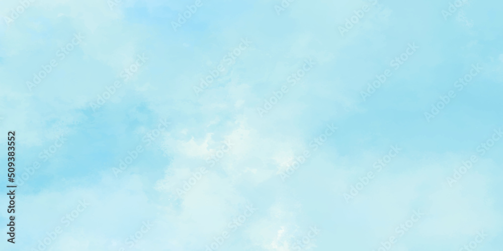 Shinny bright natural cloudy blue sky background, Stylist watercolor shaded blue background with clouds, Abstract bright and shinny clouds on cloudy blue sky.