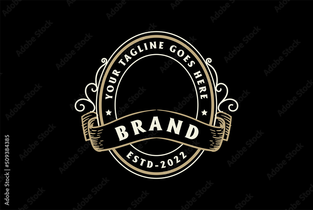 Vintage Blank Round Badge Emblem Stamp Label Logo Design Vector