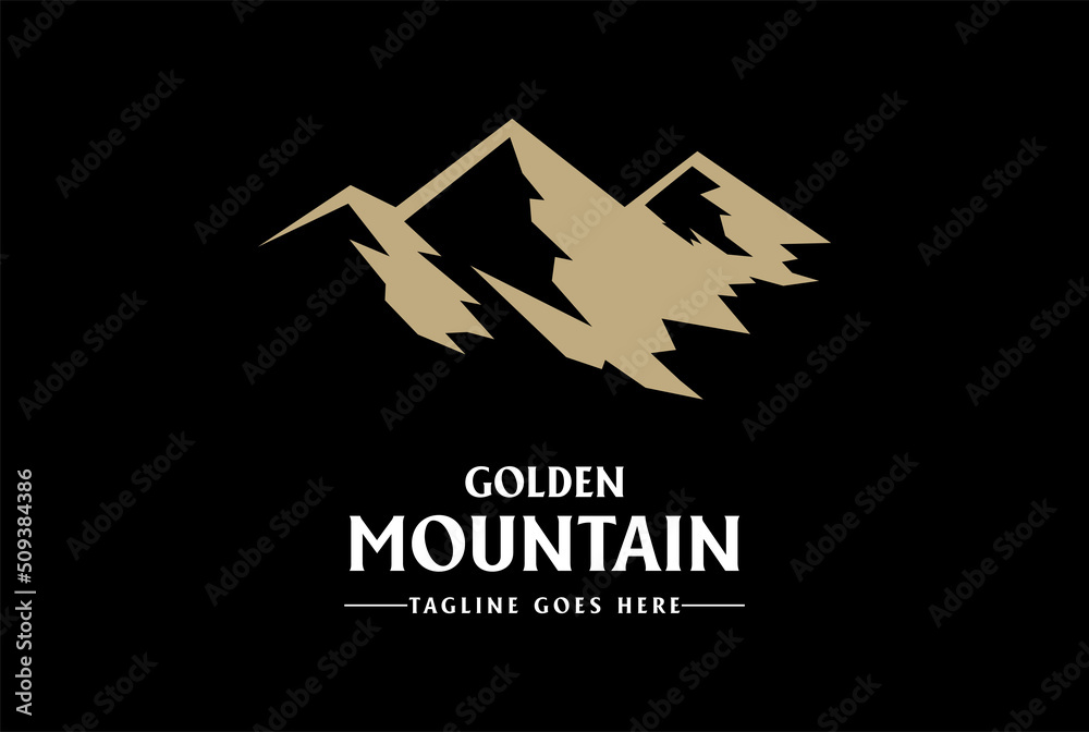 Simple Minimalist Golden Mountain Logo Design Vector