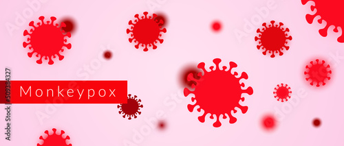 Monkeypox virus banner for awareness and alert against disease spread, Monkey Pox virus outbreak pandemic, pandemic from animals to humans. Medical and health concept. Monkeypox virus background