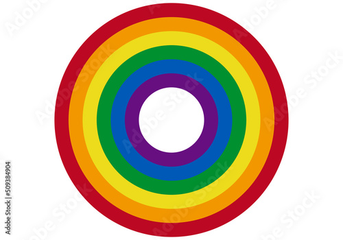 Bandera lgbtiq+ en forma de círculo.