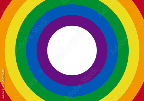 Bandera lgbtiq+ en forma de círculo.