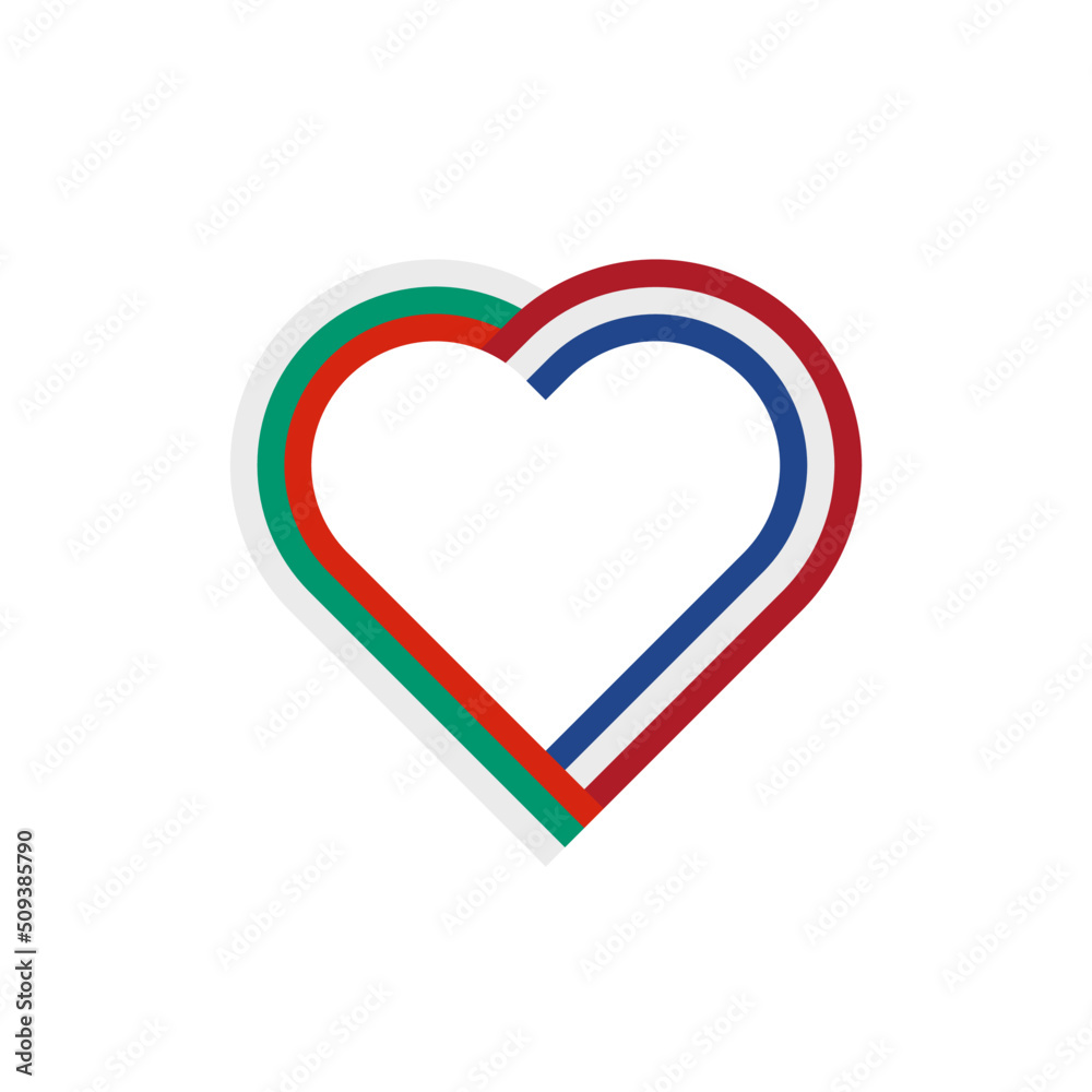 unity concept. heart ribbon icon of bulgaria and holland flags. vector illustration isolated on white background unity concept. heart ribbon icon of bulgaria and holland flags. vector illustration isolated on white background